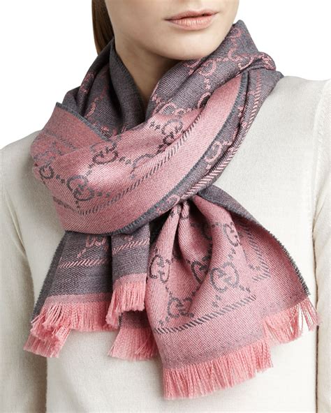 gucci logo print wool scarf graphite pink|Gucci inspired scarf.